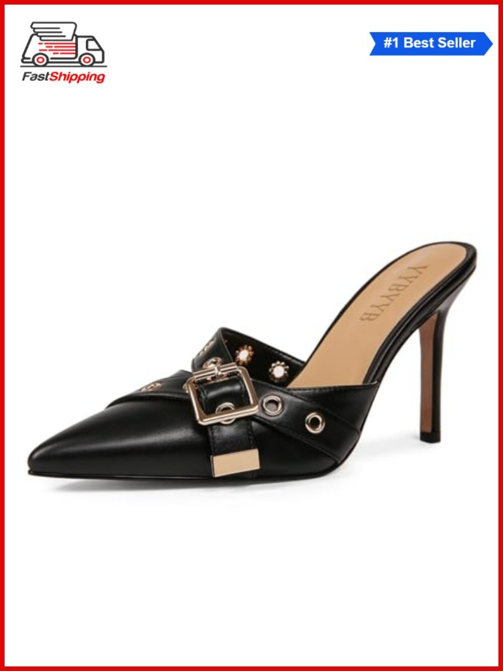 ✨ Pointed Closed Toe Mule Heels Studded Bow Kitten Heel Wedding Party Pumps